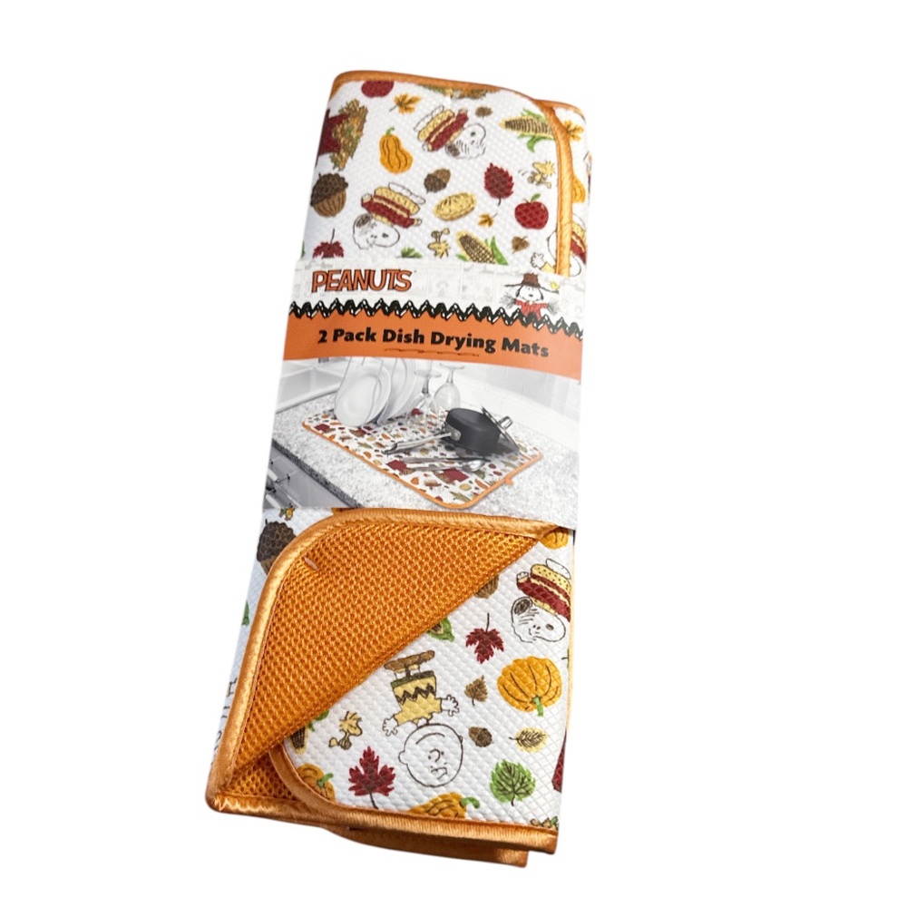 NEW Peanuts AUTUMN THEMED DISH DRYING MATS Set/2
